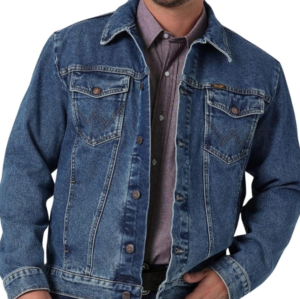 VANTAGE MEN'S COWBOY CUT WESTERN UNLINED DENIM JACKET